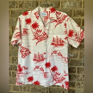Vintage Made in Hawaii USA Island 🏝 Map Aloha Shirt Cotton polyester with Pocket